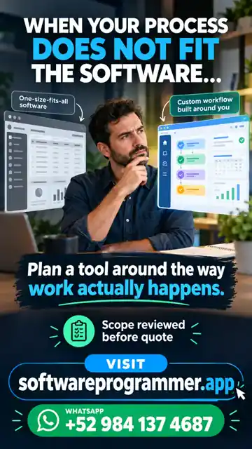 Business owner comparing existing software with custom planning