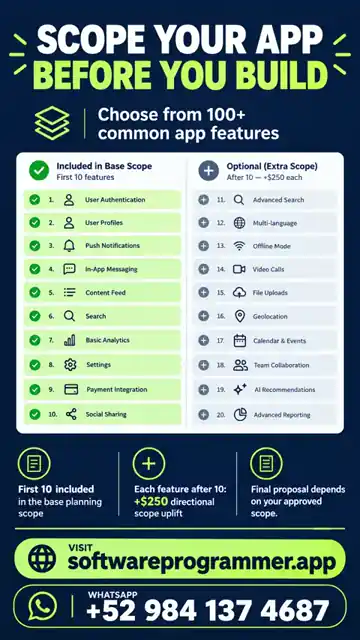 Feature scope showing ten included features and added-feature terms
