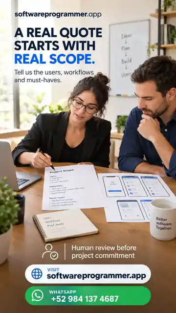 Business owner and planner reviewing project scope