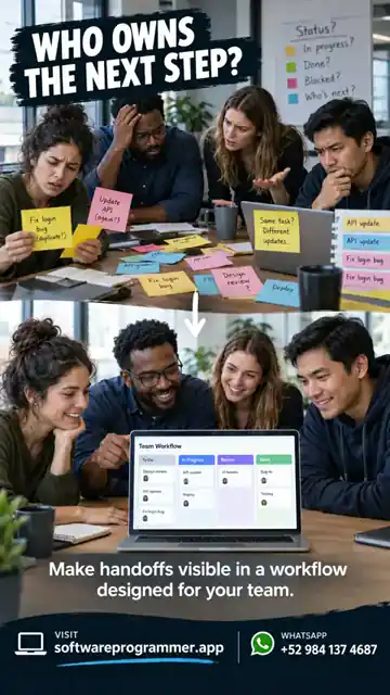 Team members improving a shared task handoff