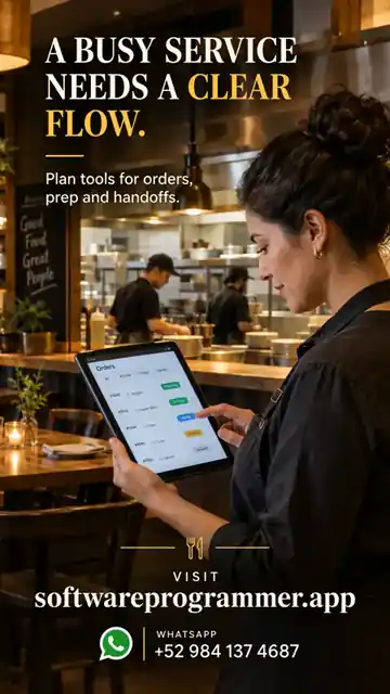 Restaurant owner reviewing order and preparation status