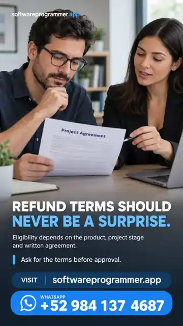 Customer reviewing project agreement and refund terms