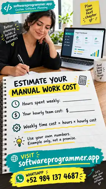 Fill-in worksheet to estimate the cost of weekly manual work