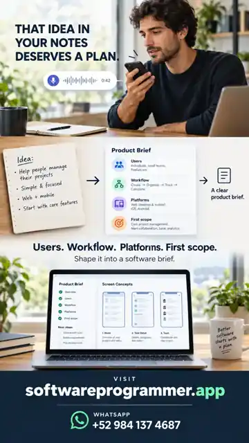 Founder turning an idea into a structured software brief