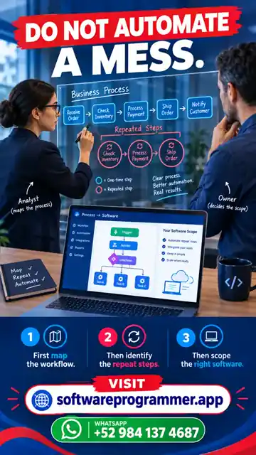 Team mapping a business workflow before automation