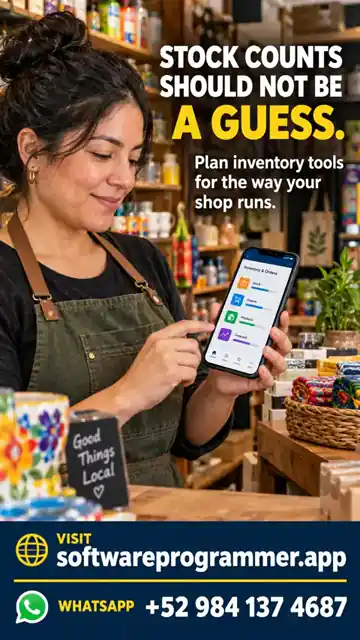 Shop owner reviewing an inventory software concept