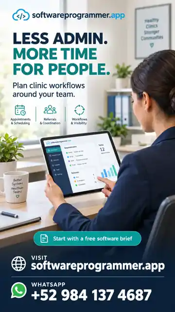 Clinic administrator reviewing a software workflow concept